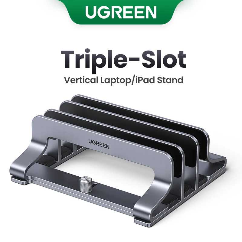 Вертикальная подставка UGREEN для ноутбука MacBook Air Pro, Алюминиевая Подставка для ноутбука с тремя слотами, держатель для планшета, iPad, телефона Аксессуары для ноутбуков