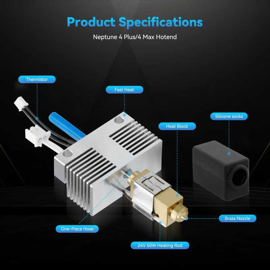Фотография №2 товара Для комплекта Hotend ELEGOO Neptune 4Max/4Plus с 4 насадками 0,4