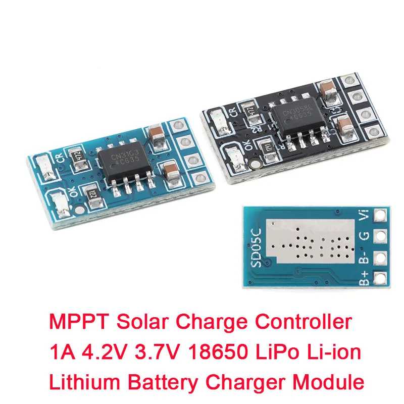 Контроллер заряда солнечной батареи MPPT 1A 3,2 В 3,7 В 18650 LiPo, литий-ионный модуль зарядного устройства для литиевой батареи SD05CRMA, зарядка аккумулятора солнечной панели Электрика