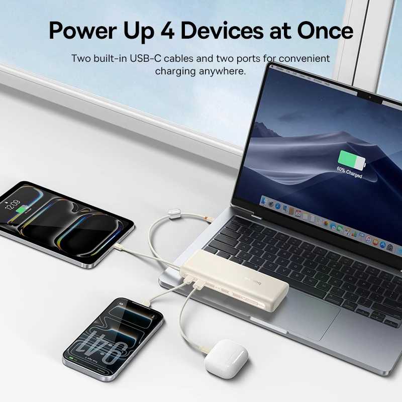Фотография №4 товара Baseus Power Bank 20000 мАч, 100 Вт, встроенный двойной кабель