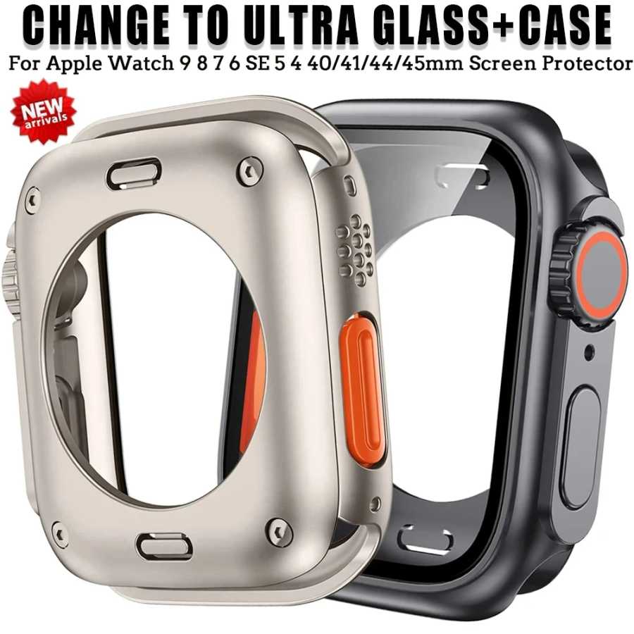 Защитная пленка для экрана Apple Watch 45 мм, 44 мм, 40 мм, 41 мм, 42 мм, 46 мм, чехол-бампер из поликарбоната для iWatch 11, 10, 9, 8, 7, SE, 6, превращающий их в Ultra Аксессуары для часов