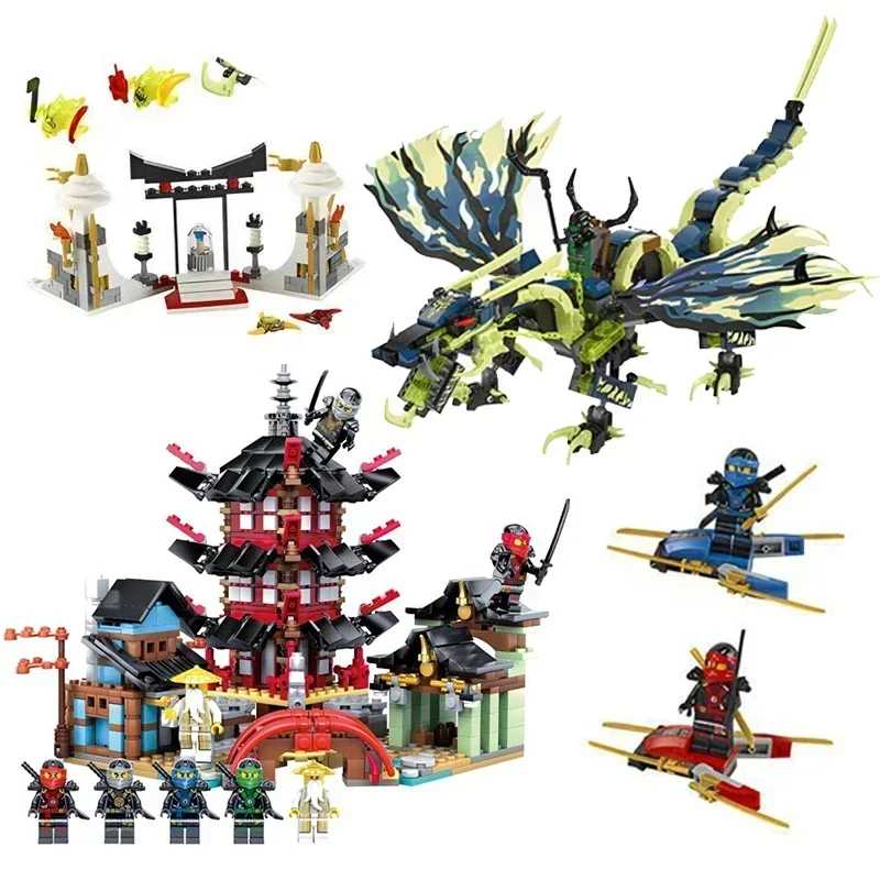 Совместим с серией Mirage Moro Dark Dragon King Ninja Mech Dragon Temple, подарок на день рождения для мальчика Конструкторы