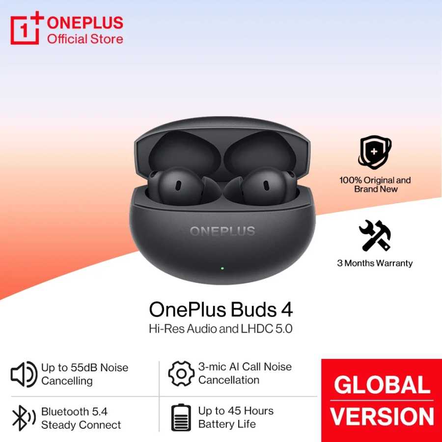 Наушники OnePlus Buds 4, глобальная версия, 55 дБ, ANC AI, портативные наушники с шумоподавлением, LHDC 5,0, беспроводная связь, Bluetooth 5,4 Портативное аудио и видео