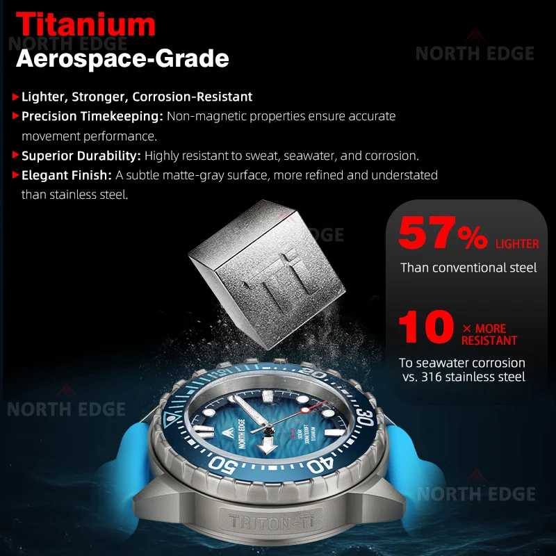 Фотография №2 товара Наручные часы NORTH EDGE TRITON-TI из титана и нержавеющей стали
