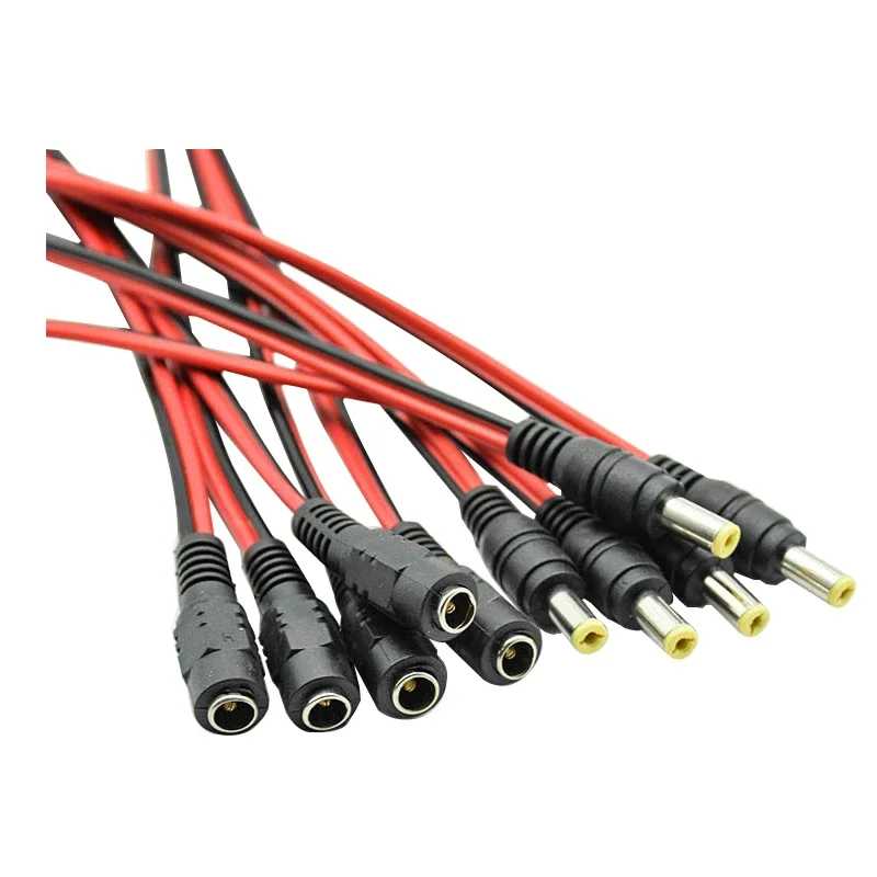1 5 10piece Male Female DC Power Connector 5V 12V 5.5x2.1mm Wire Cable Plug Adapter for TV Camera 5050 2835 LED Strip Tape Light Электрика