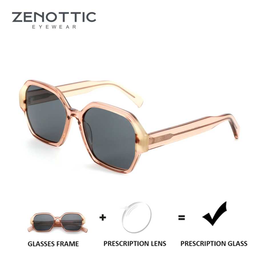 Солнцезащитные очки ZENOTTIC Trendy Acetate Polygon для женщин, поляризационные прогрессивные оптические солнцезащитные очки UV400, очки для коррекции близорукости Очки и аксессуары