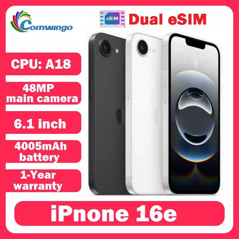 Apple iPhone 16e 128 ГБ/256 ГБ двойной eSIM 6,1-дюймовый чип A18 NFC разблокированный оригинальный мобильный телефон iphone 16 e Б/У и восстановленные телефоны
