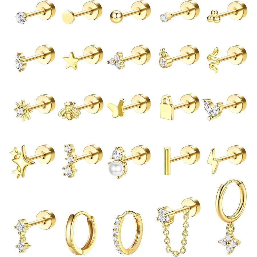 Серьги Bobisty, 1 шт., хирургические серьги из нержавеющей стали для женщин, изящные серьги-гвоздики с плоской задней частью, обруч, хрящ для чувствительных ушей Бижутерия