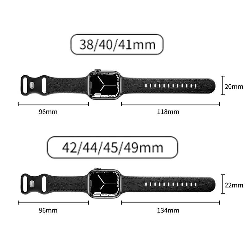 Фотография №5 товара Ремешок с цветочной гравировкой для Apple Watch band 44 мм