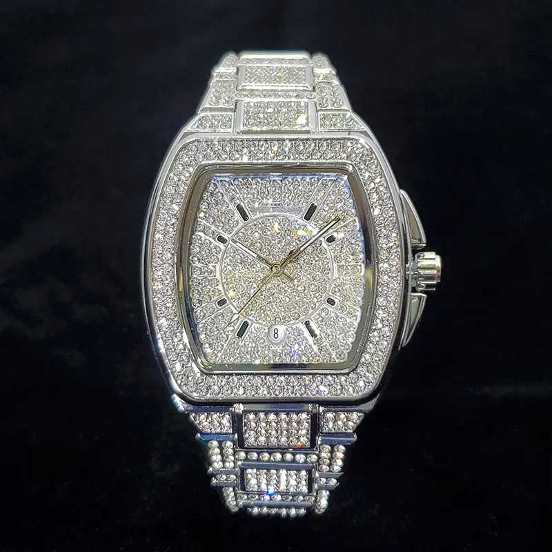 Фотография №1 товара Bling Bling Diamond Часы для мужчин Модные серебряные кварцевые наручные
