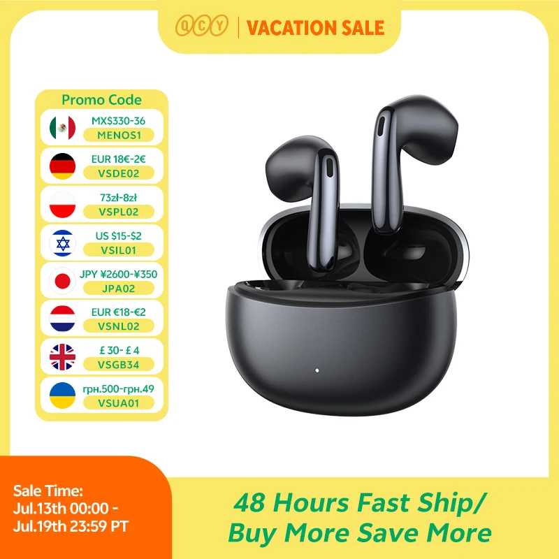 Беспроводные наушники QCY AilyBuds E50 HT11 с Hi-Res звуком, адаптивным гибридным шумоподавлением ANC, Bluetooth 6.0, пространственным звучанием и 11-мм динамиками Портативное аудио и видео