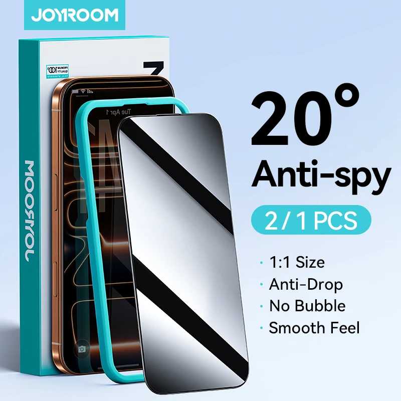 Защитное стекло Joyroom (1/2 шт.) для iPhone 17, 16, 15, 14 Pro Max, антишпионское стекло для iPhone 17, 16, 15, 14, 13, 12 Pro Max, защита экрана от подглядывания Защитная пленка для мобильного телефона
