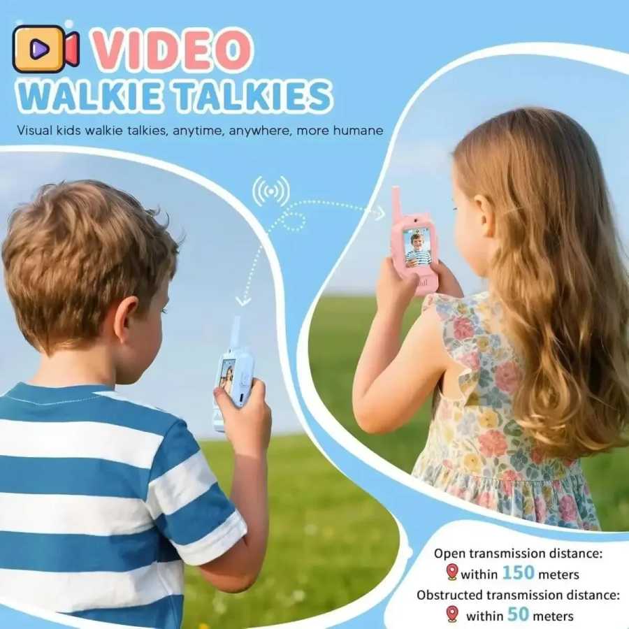 Фотография №5 товара Детская видео рация, 2 дюйма, HD-экран, USB-C, перезаряжаемый HD-вызов в