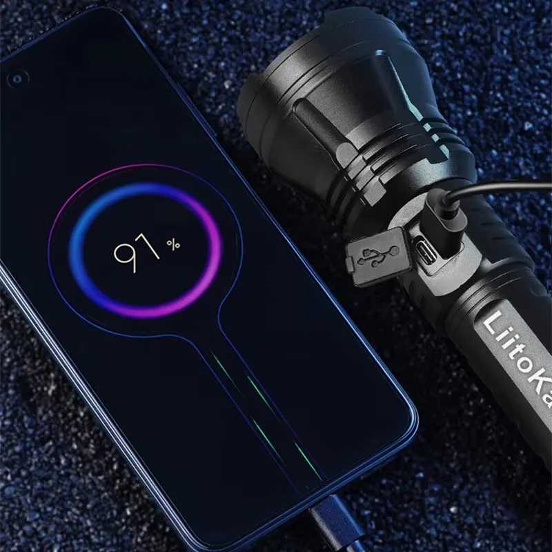 Фотография №4 товара Фонарик Liitoka LF-903 высокой яркости без батареек, с USB-зарядкой, с