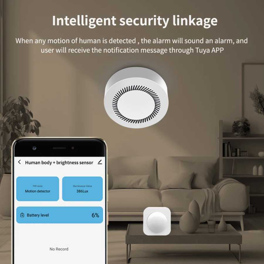 Фотография №4 товара Умный датчик движения и освещенности Tuya ZigBee 2-в-1 PIR с