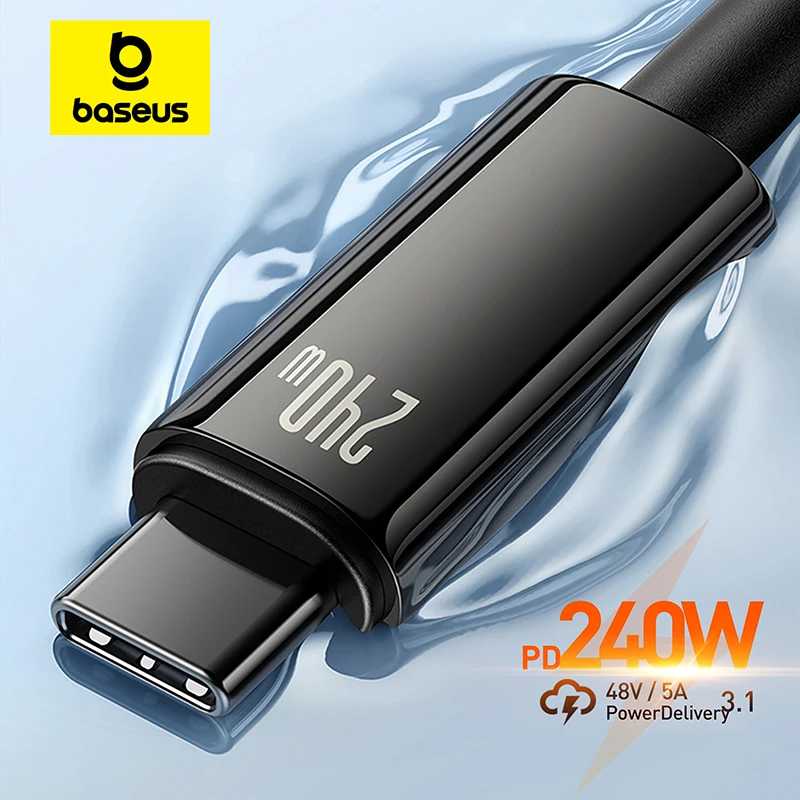 Кабель Baseus 240 Вт USB C для iPhone 17 16 15 Plus Pro Max Supercharge для Macbook Кабель для быстрого зарядного устройства типа C для xiaomi Samsung Аксессуары для мобильных телефонов