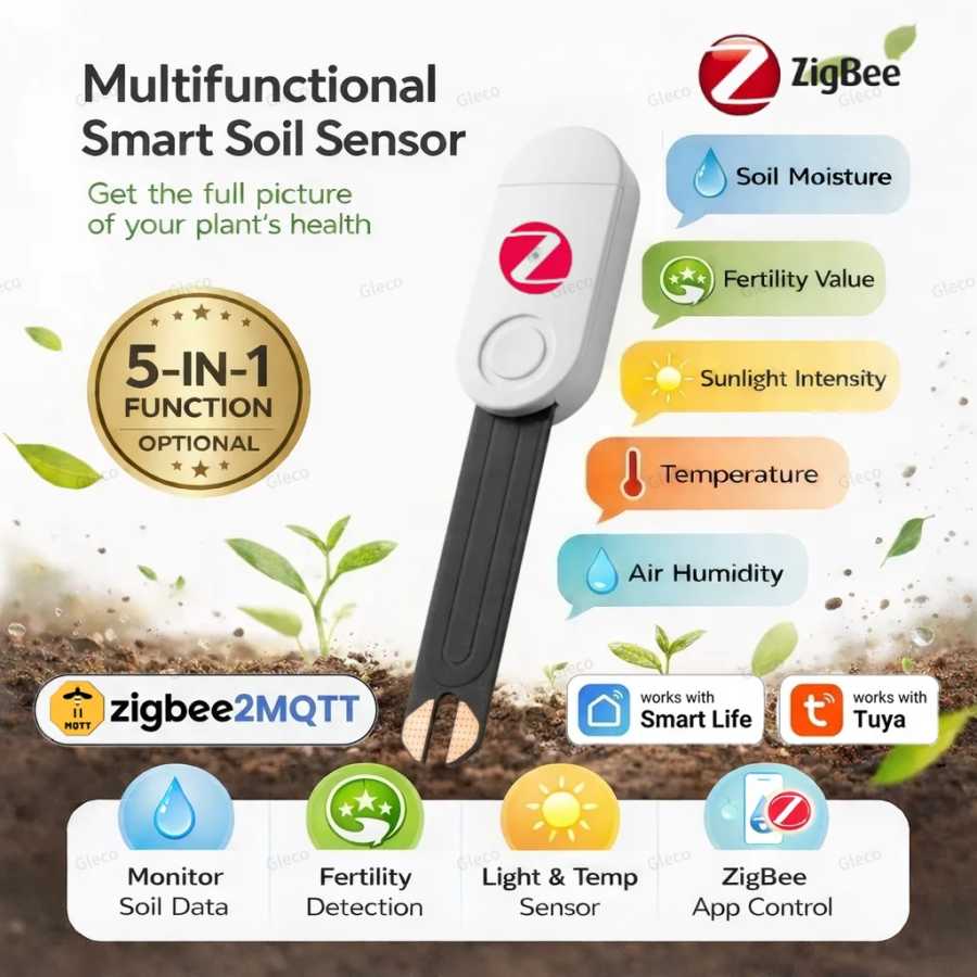Датчик влажности почвы Zigbee, измеритель плодородия, освещенности, влажности окружающей среды и температуры, монитор-детектор для Smart Life TUYA 2MQTT Инструменты для измерения и анализа