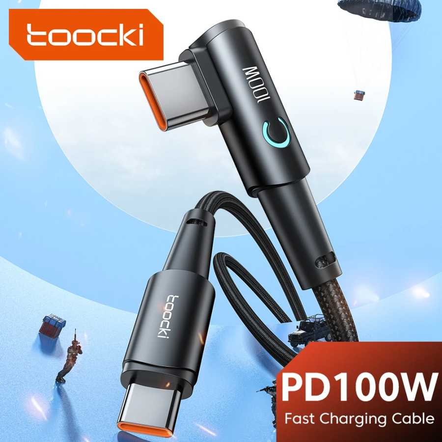 USB-кабель Toocki на Type-C, 100 Вт, 90 градусов Аксессуары для мобильных телефонов