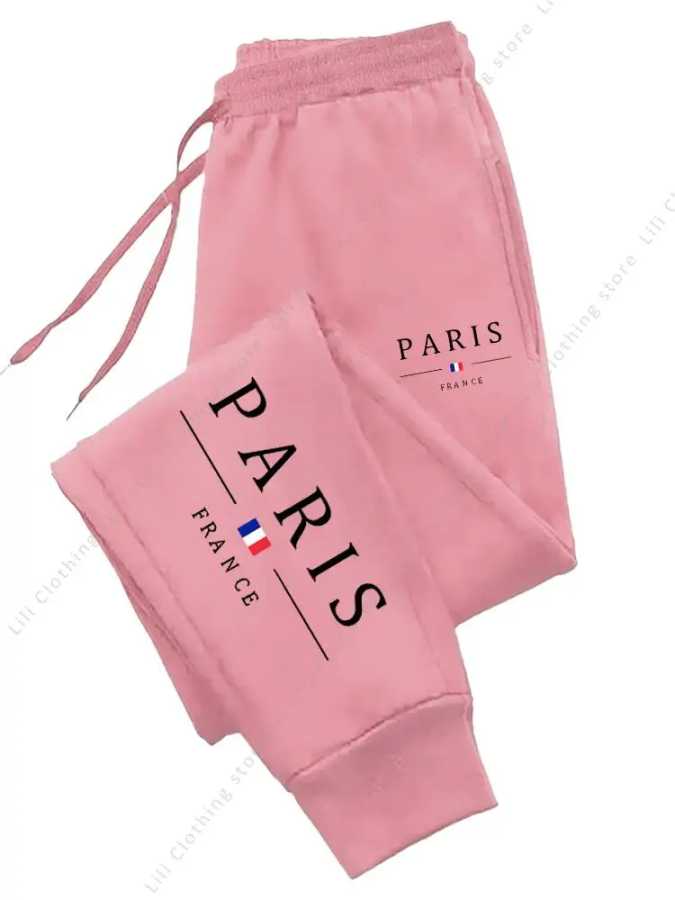 Новинка 2025 года, горячая распродажа, брюки-джоггеры PARIS для женщин, высококачественные осенне-зимние флисовые повседневные спортивные спортивные штаны, женские брюки Брюки и бриджи