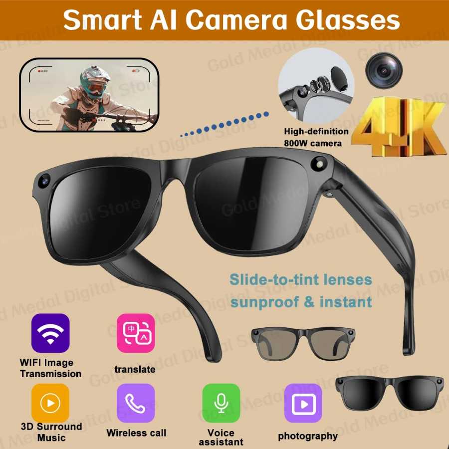 Для Xiaomi AI умные очки фотохромные очки 4K HD камера чат GPT Bluetooth вызов видео музыка сенсорный перевод солнцезащитные очки Умная электроника