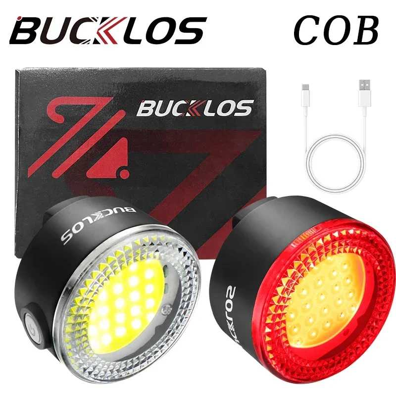 BUCKLOS COB задние фонари для велосипеда, фара, USB перезаряжаемая сигнальная лампа безопасности для велосипеда, MTB светодиодный передний и задний фонарь, набор велосипедных ламп Велоспорт