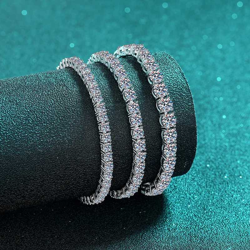 Фотография №4 товара 100% стерлинговое серебро S925, 2-6 мм, настоящий муассанит, теннисный браслет