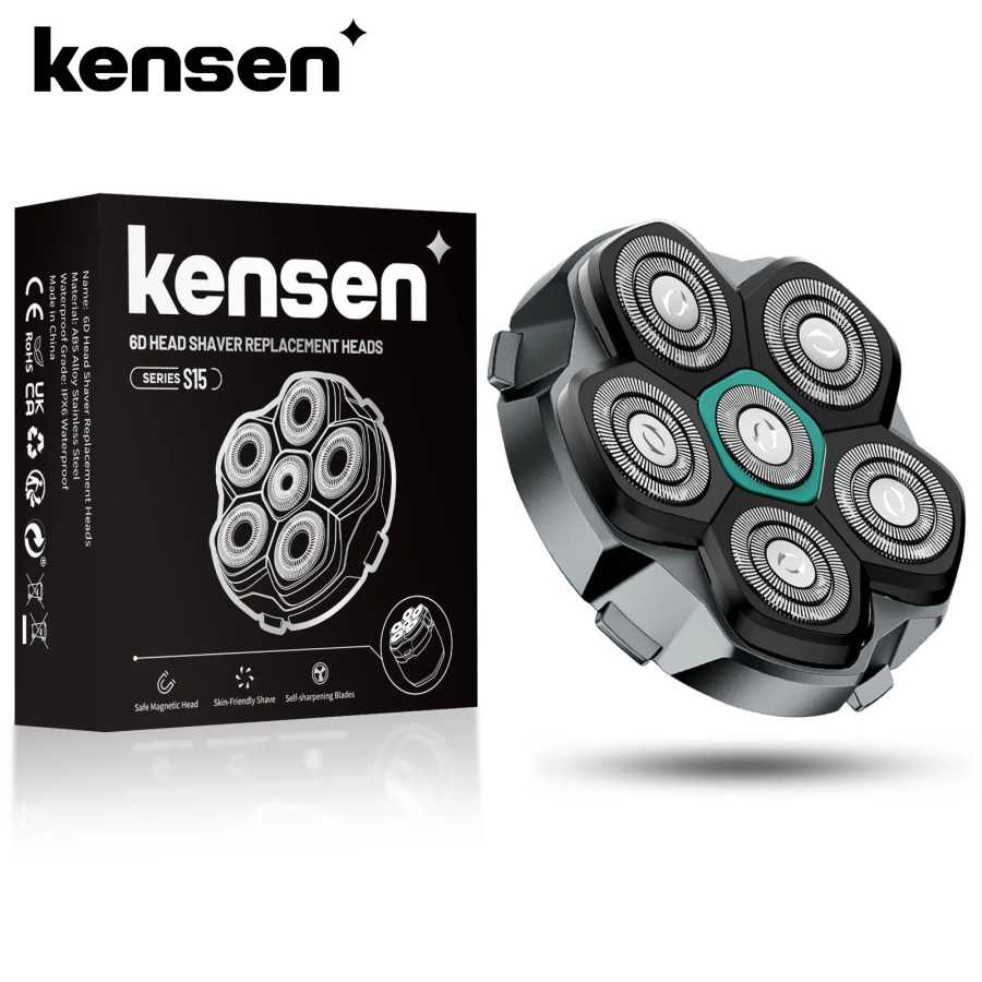 Сменное лезвие KENSEN для бритвенной головки S15, 6D магнитная бритвенная головка, водонепроницаемое лезвие из нержавеющей стали для бритвы FK-8750 Техника для красоты