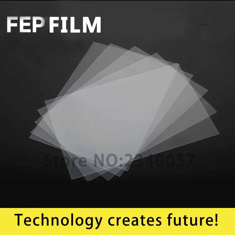 5 шт. пленки FEP для 3D-принтера, гладкая, прозрачная, 0,1 мм, 0,15 мм, 0,2 мм, 300*300, 200*280, для светоотверждаемой 3D-печати SLA, изоляционная диафрагма Резина и пластмассы