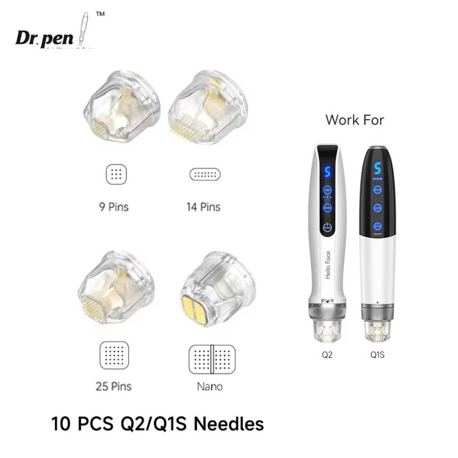10 шт Картридж с иглами Q2 для Dr. Pen Q1S Hello Face Bio Pen Q2, Титановые иглы 9 игл 14 игл 25 игл Нано, Derma Stamp Derma Pen Needle Косметологическое оборудование