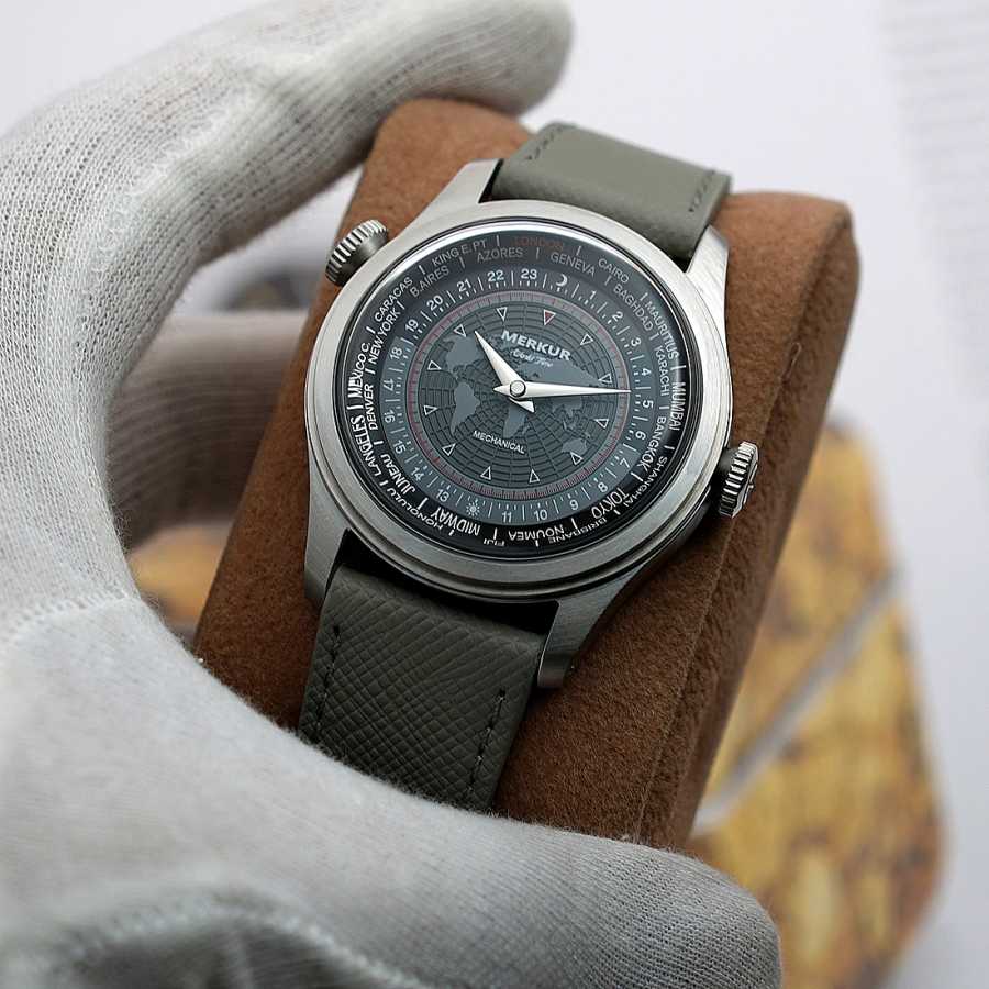Фотография №4 товара НОВЫЕ часы Merkur Dual Crown World Time, ретро ручные механические