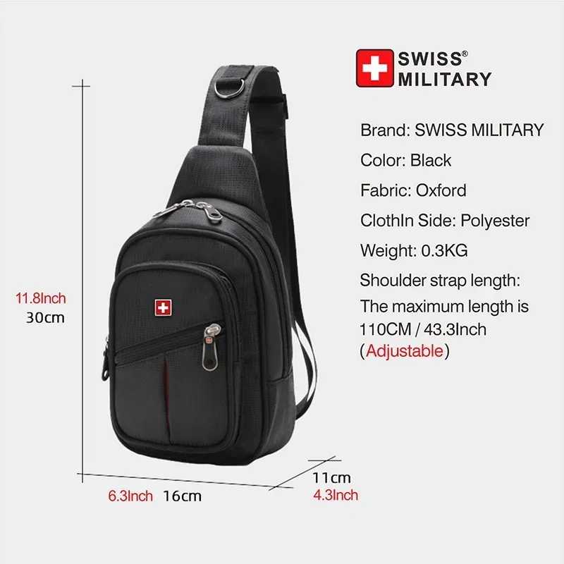 Фотография №1 товара SWISS Мужские нагрудные сумки для отдыха на открытом воздухе Водонепроницаемая