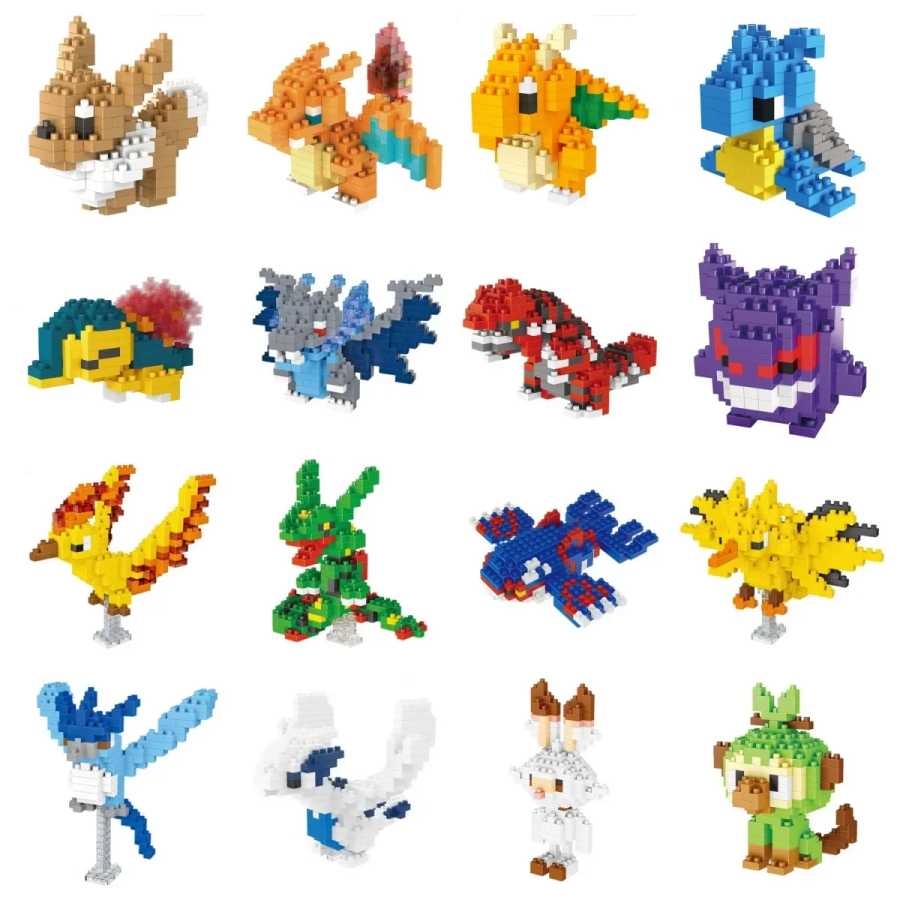 Маленькие блоки Pokemon Nanoblock Charizard Kyogre Groudon Rayquaza, модель, образовательная графика, игрушки для детей, подарок на день рождения, игрушки Конструкторы