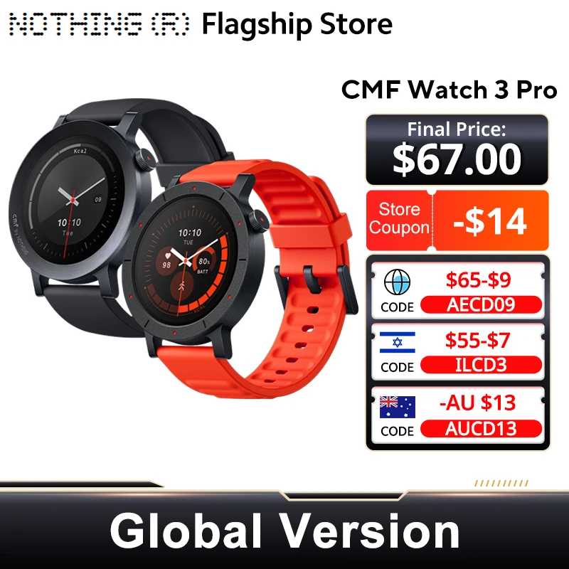 Nothing CMF Watch 3 Pro, глобальная версия, 1,43 дюйма AMOLED, двухдиапазонный GPS, Bluetooth, умные часы для вызова, 131, спортивные режимы, монитор кислорода в крови Умная электроника