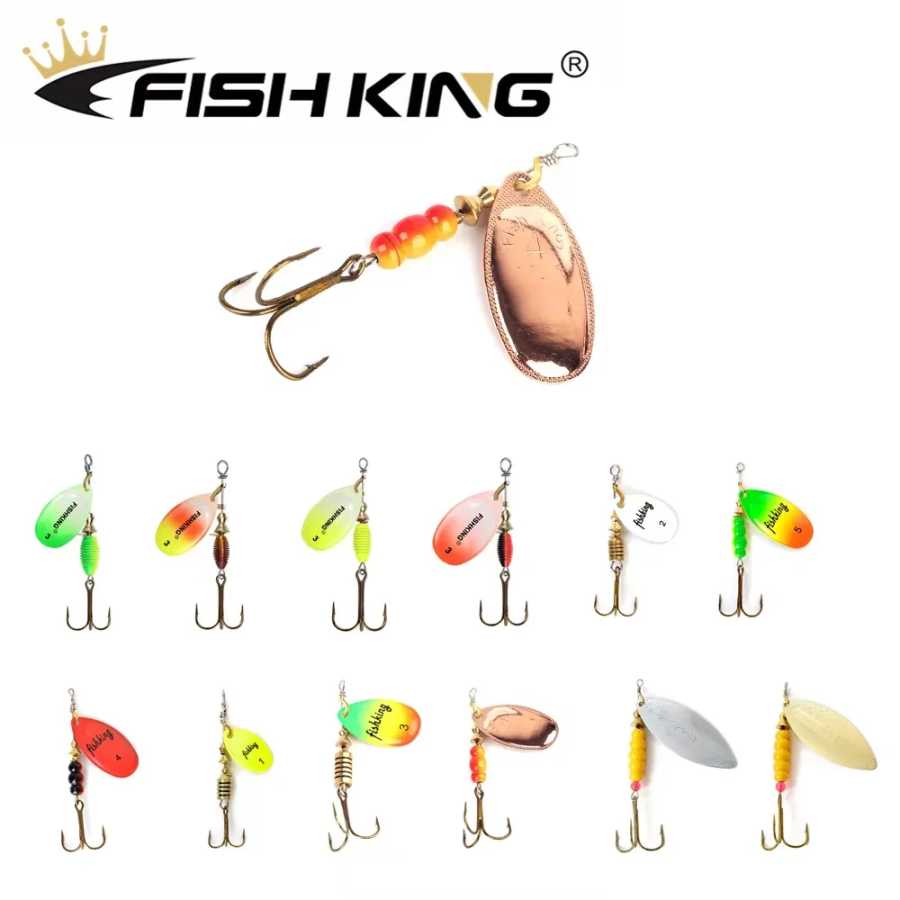 FISH KING искусственная приманка в виде ложки, 1 шт., металлическая приманка, № 1-5 #, приманка для рыбной ловли, жесткая искусственная приманка в виде ложки, медная приманка для пресной воды Для рыбалки