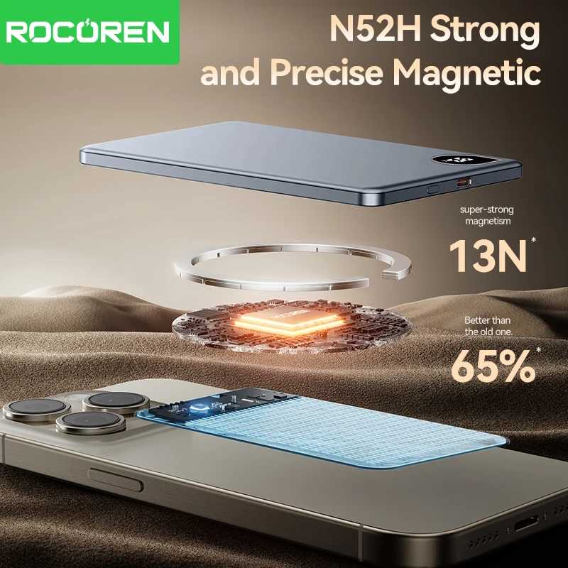 Фотография №1 товара Rocoren 10000 мАч Магнитный PowerBank Быстрая зарядка 5000 мАч Power