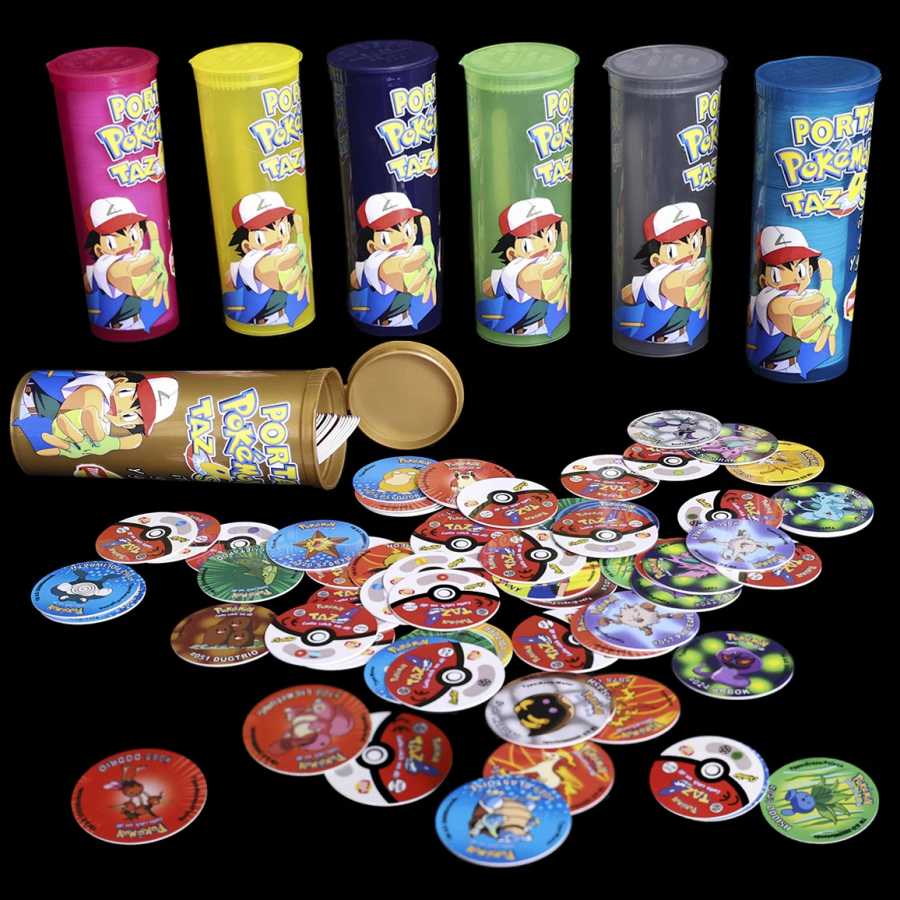 Lote De T Valle Bottled Porta PoKemon 1-го поколения 169 шт. Коллекция Тренажер Пикачу Tap Milkcaps Pogs Chaps Чипитапс Карты Товары АСГ