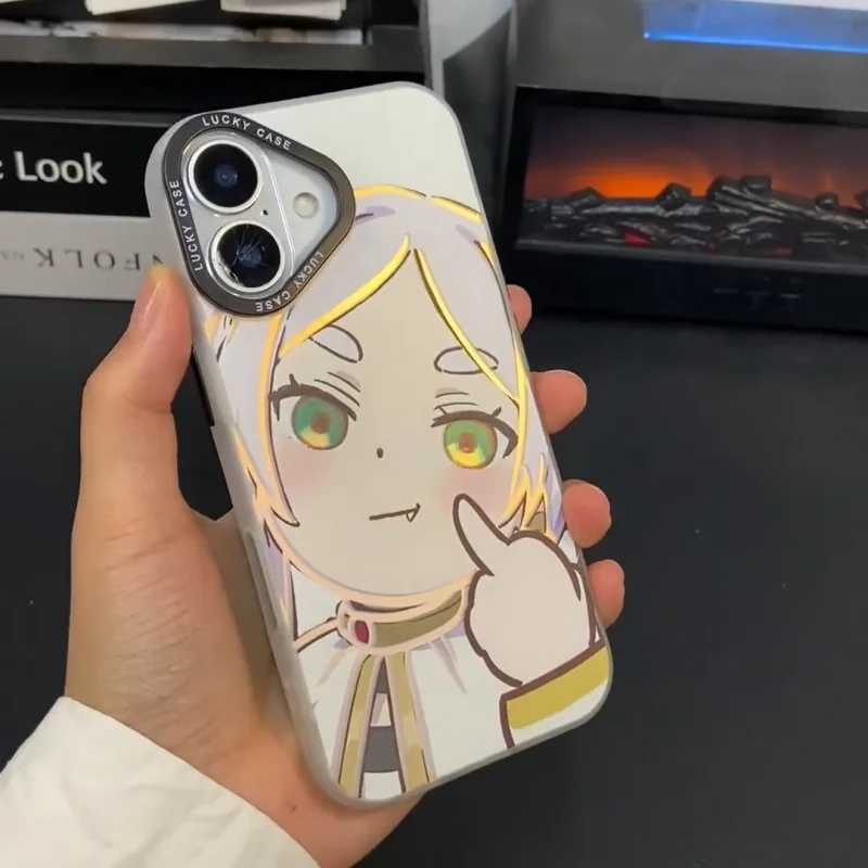 Чехол для телефона Anime Girl Frieren с милым мультяшным рисунком для iPhone 11, 12, 13, 14, 15, 16, 17 Pro Max Plus mini Kawaii Laser противоударный чехол Чехлы и чехлы для мобильных телефонов