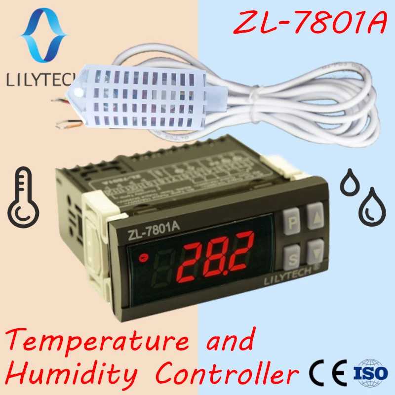 ZL-7801A, 100-240Vac, два 16A выходы Температура регулятор влажности, термостата с датчиком влажности температуры, оснащенной таймером выходы для лотков для яиц Сельскохозяйственная техника и расходные материалы