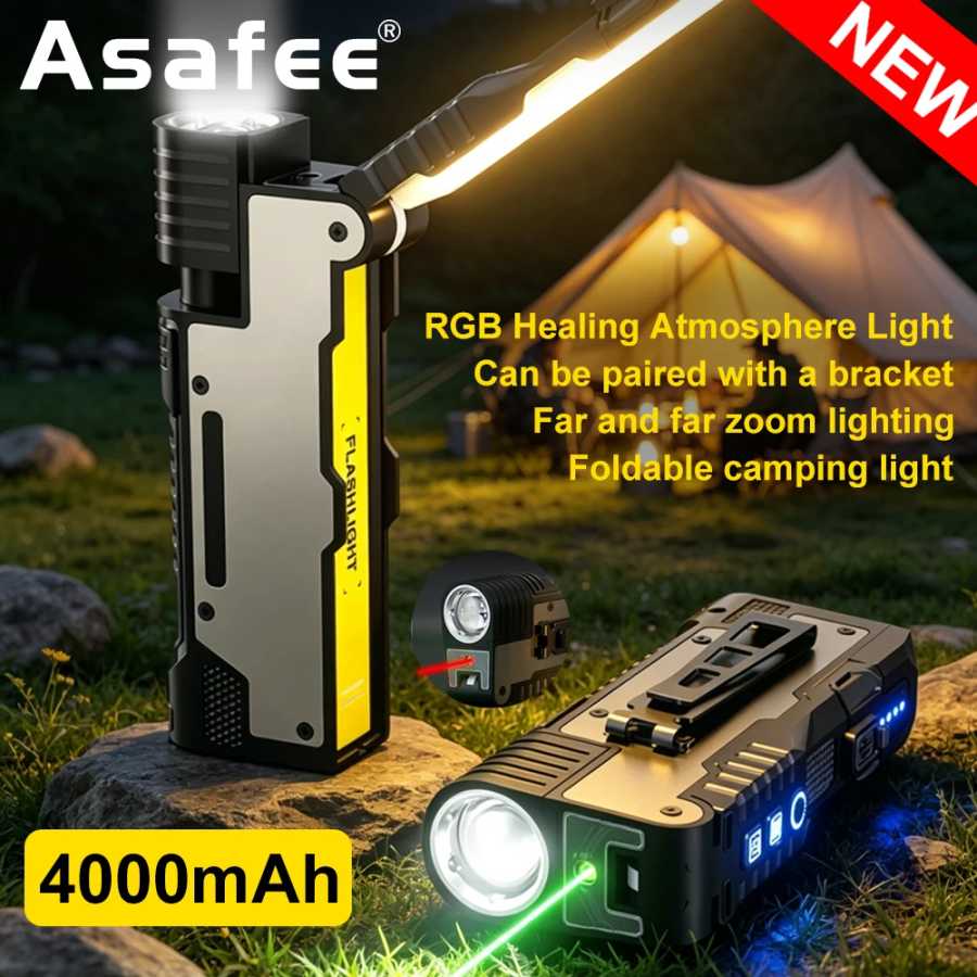 Фотография №1 товара Asafee M20 многофункциональный складной магнитный фонарь 3 режима освещения аккумуляторный