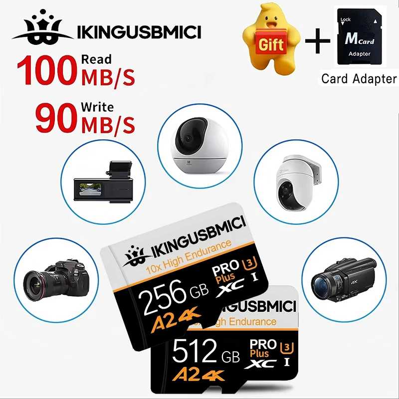 Карты памяти SD большой емкости, Micro TF карты, TF карты 32GB 64GB 128GB 512GB V30 Ultra HD 4K, быстрая передача данных для ПК, дронов и камер Хранение данных