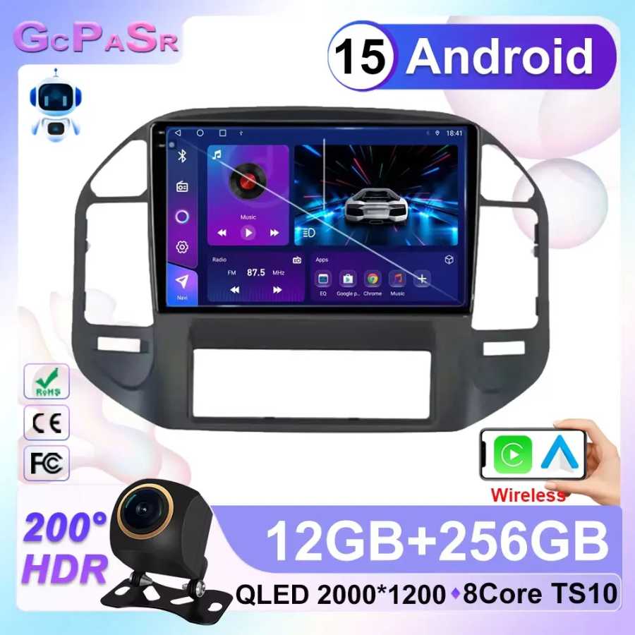 Android 15 для Mitsubishi Pajero 3 V70 V60 1999-2006, автомобильный радиоприемник Carplay, мультимедийный GPS-навигатор, головное устройство, беспроводной авто BT Автоэлектроника