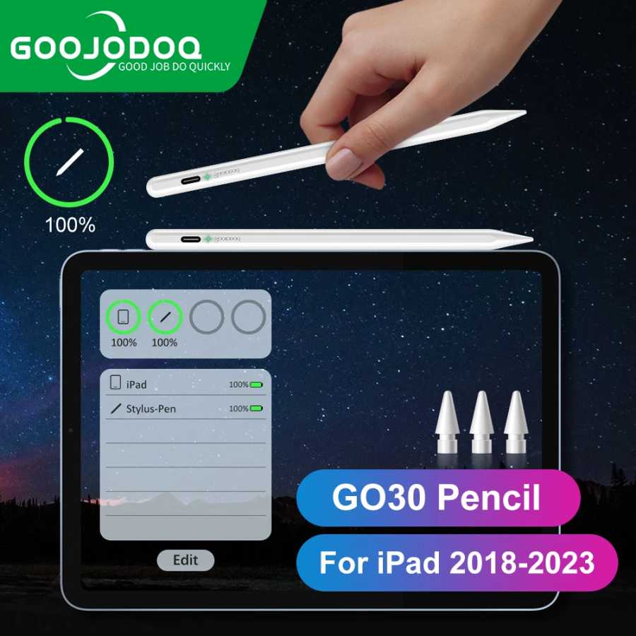 Для Apple Pencil 2 1 iPad Pencil, GOOJODOQ Bluetooth стилус для iPad Pen Pro 11 12 9 Air 4 Air 5 2018-2023 для Apple Pencil Аксессуары и запчасти для планшетов