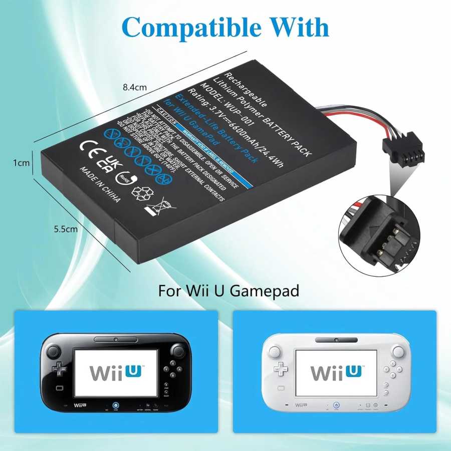 Фотография №2 товара Замена аккумулятора геймпада Pickle Power 6600 мАч Wii U для
