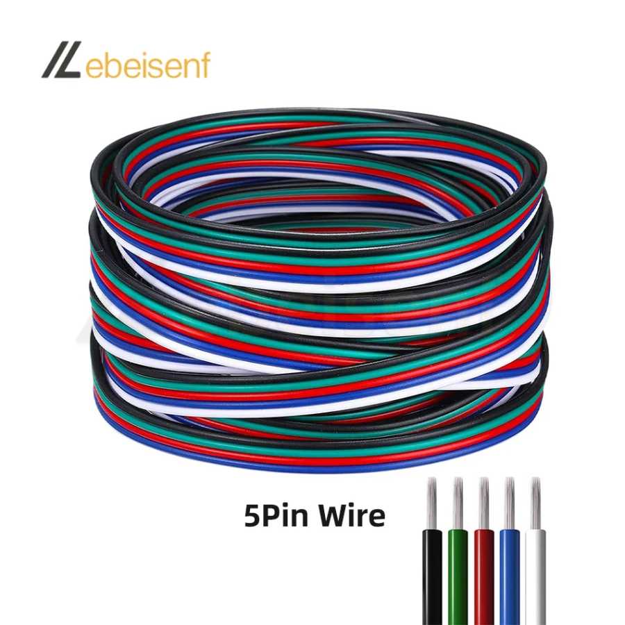 Фотография №5 товара Цветной удлинительный кабель 5/10М 22AWG 2-6Pin для светодиодной ленты 3528