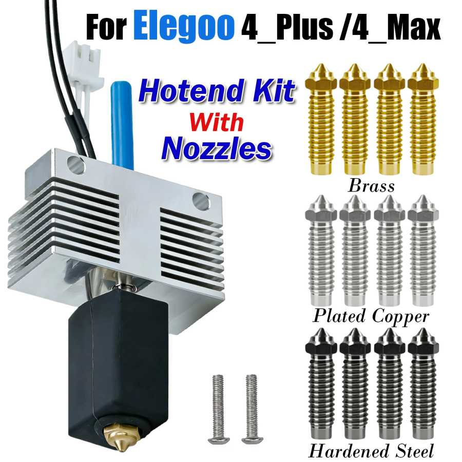 Для комплекта Hotend ELEGOO Neptune 4Max/4Plus с 4 насадками 0,4 мм, полностью собрать цельнометаллические аксессуары для 3D-принтеров Hotend 3D-печать