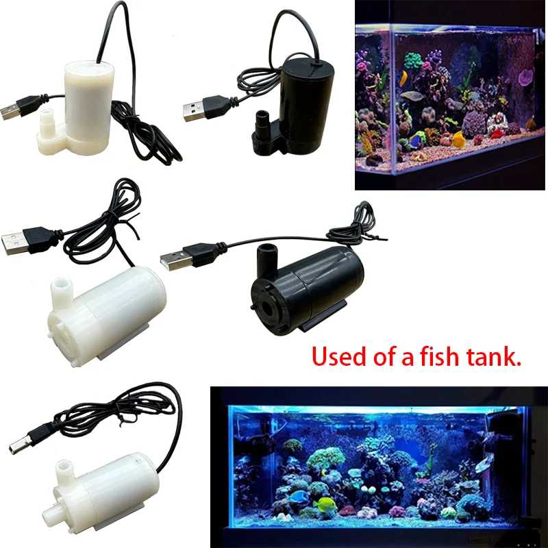 DC 5V USB Mini Мини малошумный бесщеточный моторный насос для аквариума, погружной насос для водных домашних животных, аэрационный насос, небольшой фонтан Водоснабжение