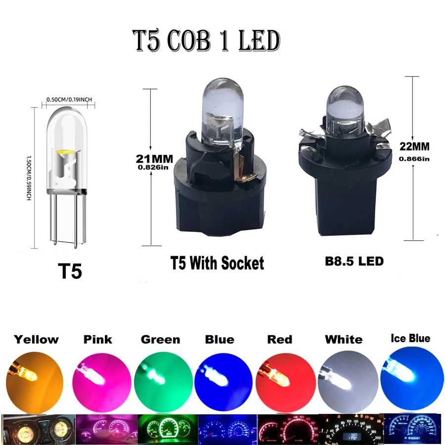 Фотография №1 товара 10 шт. T5 PC74 B8.5 Led W3W Внутреннее освещение автомобиля