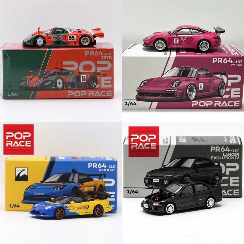 Коллекционная модель автомобиля Pop Race 1:64: Pandem EG6 Mk5, RX7, RX8, AMEMIYA LPI 800, SILVIA S13, DBX, LANCER EVO 787B, 1991 LeMans, NSX-R GT, Spoon (литая модель) Играйте в транспортные средства и модели