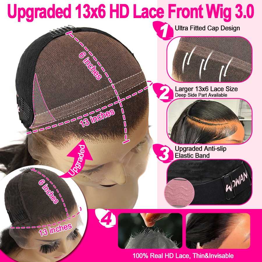 Фотография №5 товара WOW ANGEL HD Lace Frontal Wig 250% 13x6 HD Lace