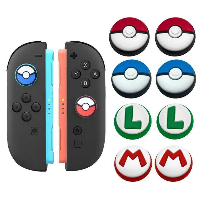 Ручки джойстика Mario Poke Ball с героями мультфильмов для контроллера Nintend Switch 2, джойстик, колпачок для большого пальца, крышка джойстика, защитный чехол Игровые фигурки и трансформеры